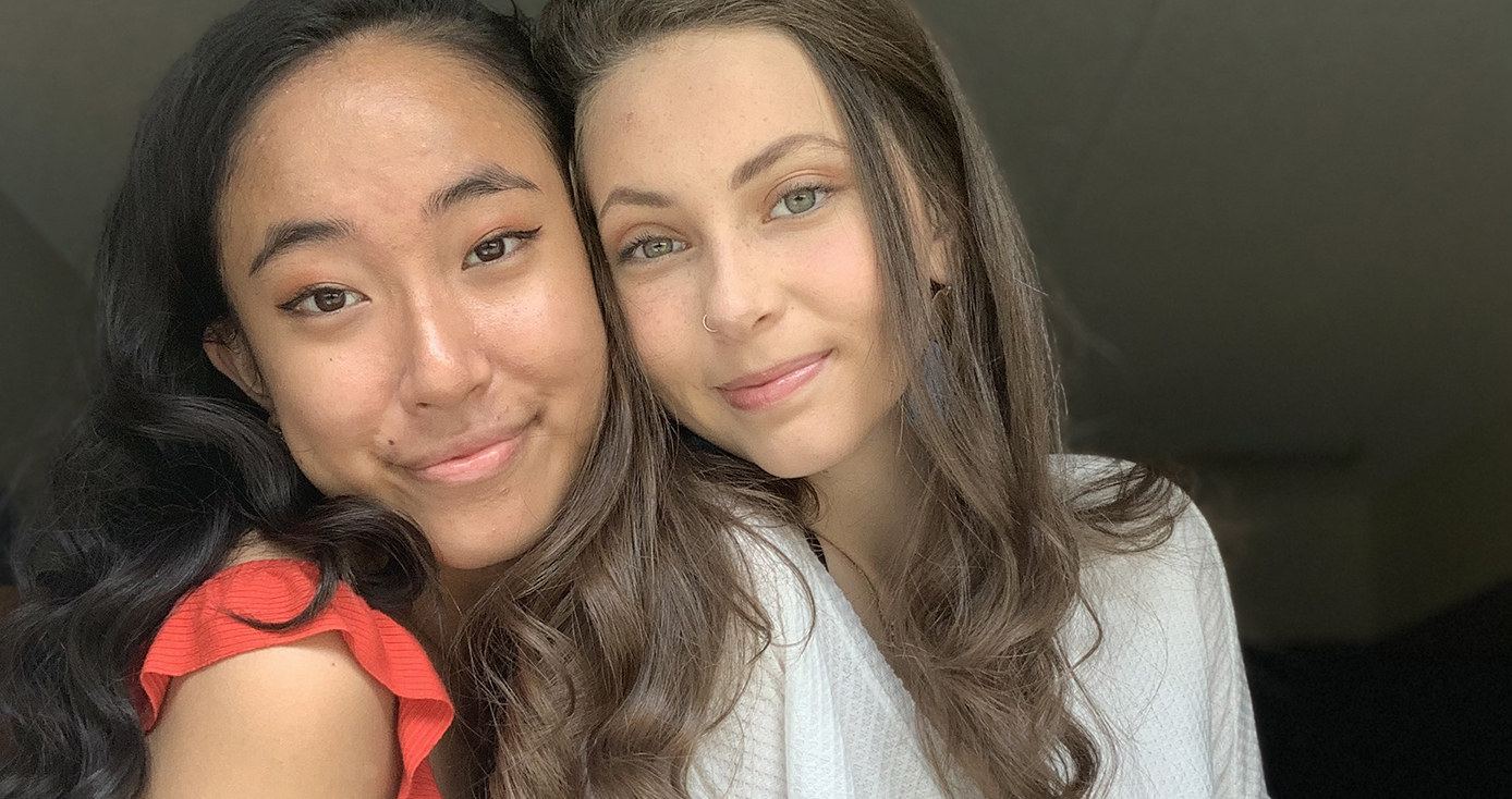 two young women indoors