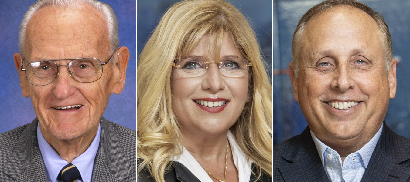 three images of the awardees, each wearing professional outfits