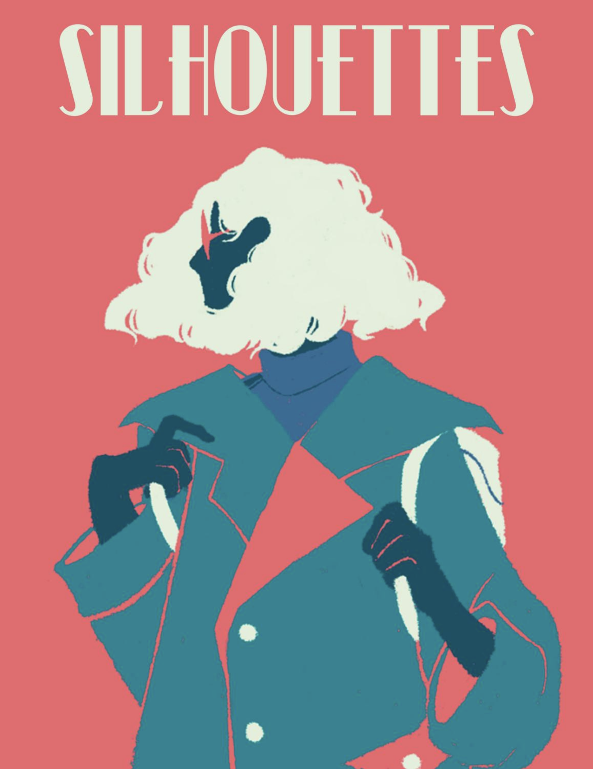 cover of Silhouettes, a bright pink background with an outline of a person