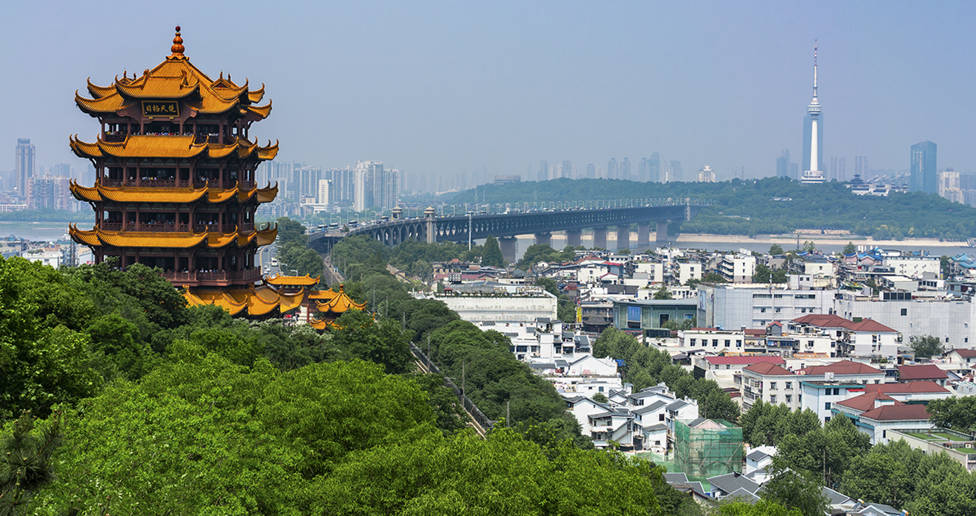 The skyline of Wuhan, China