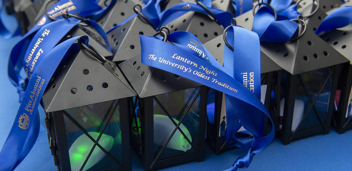 Lanterns with Pitt ribbons