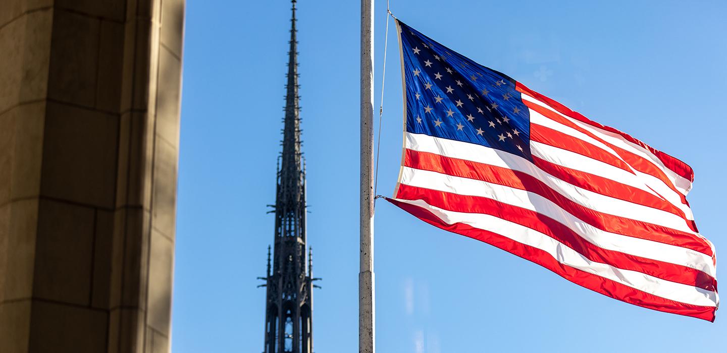 American flag on Pitt campus