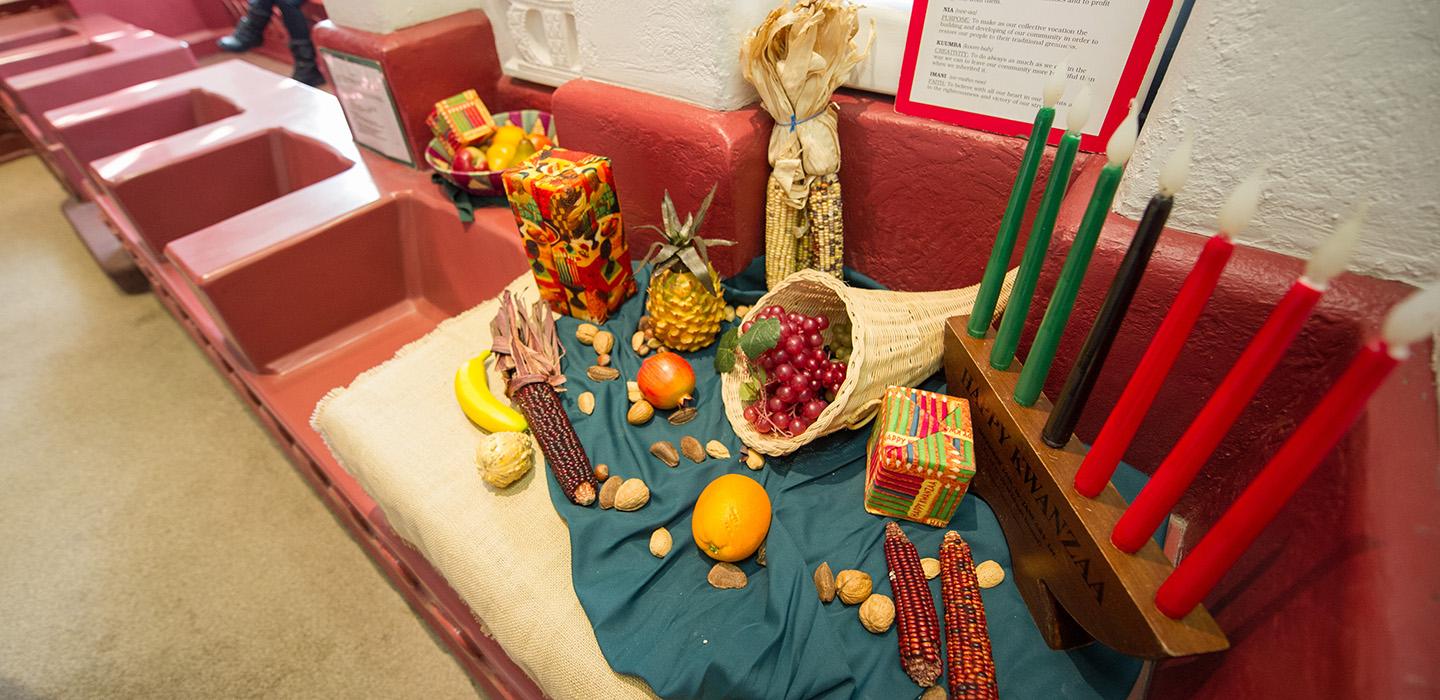Holiday decorations in Nationality Rooms