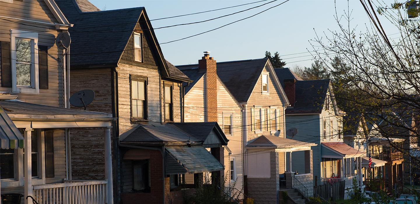 Two story houses in a row