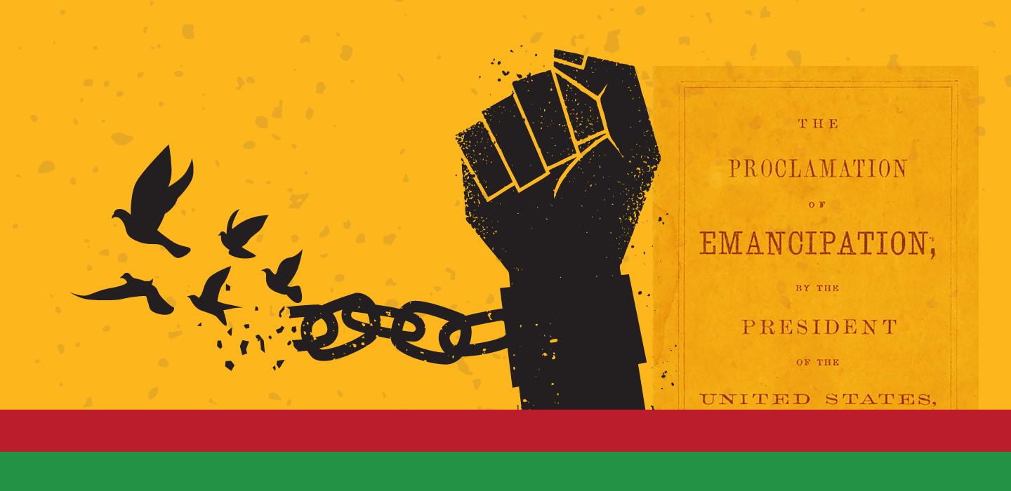 an illustration of a fist breaking through chains