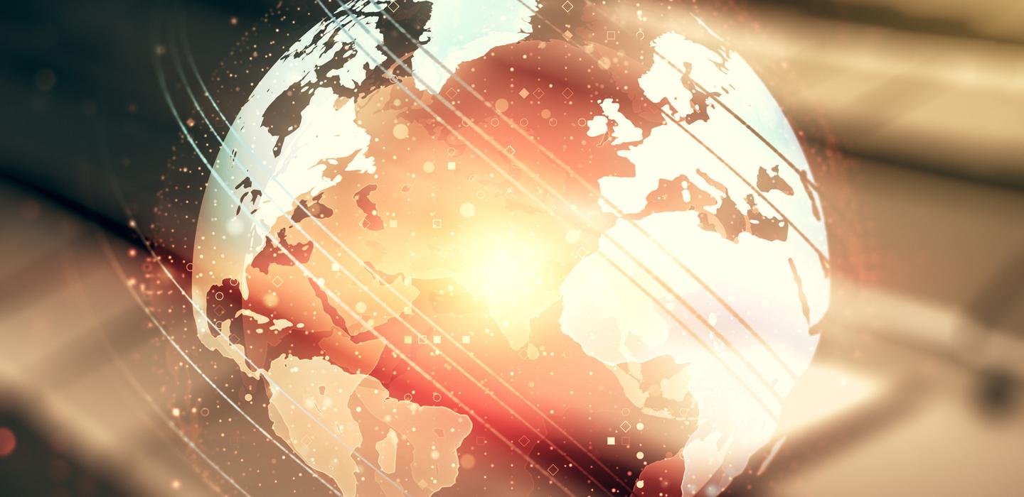 a golden illustration of a globe