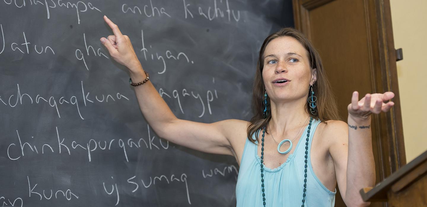an instructor at a blackboard