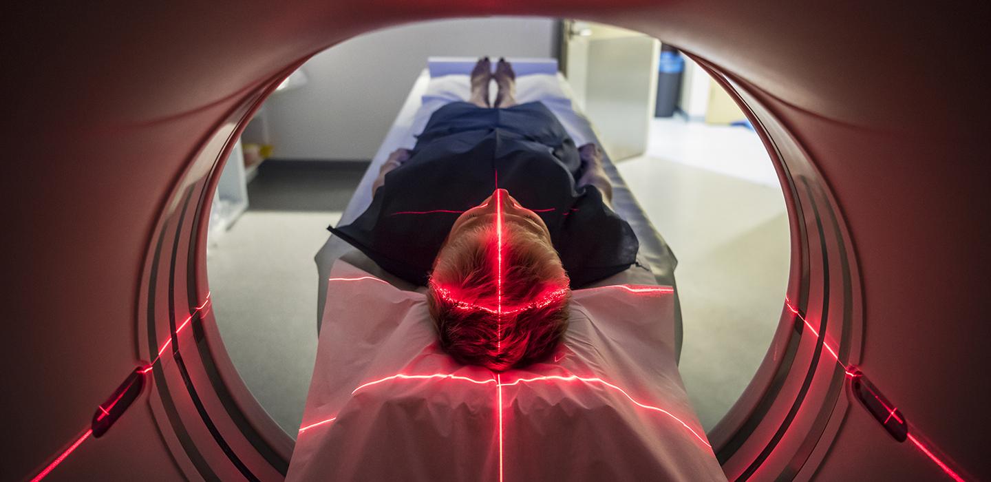 a person in an MRI scanner