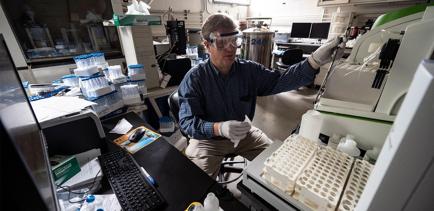 Bain working in a lab