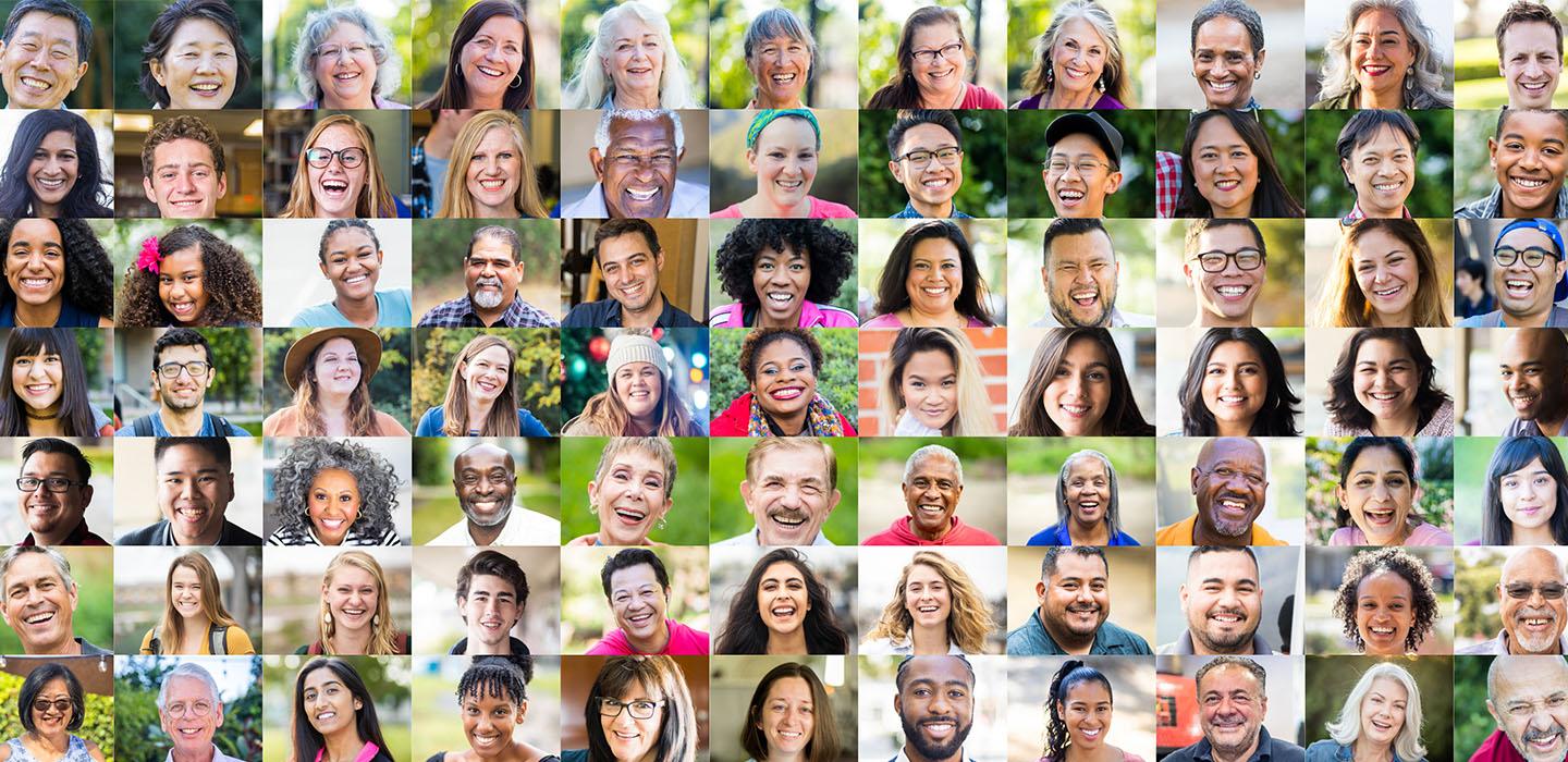 a photo collage of many smiling faces