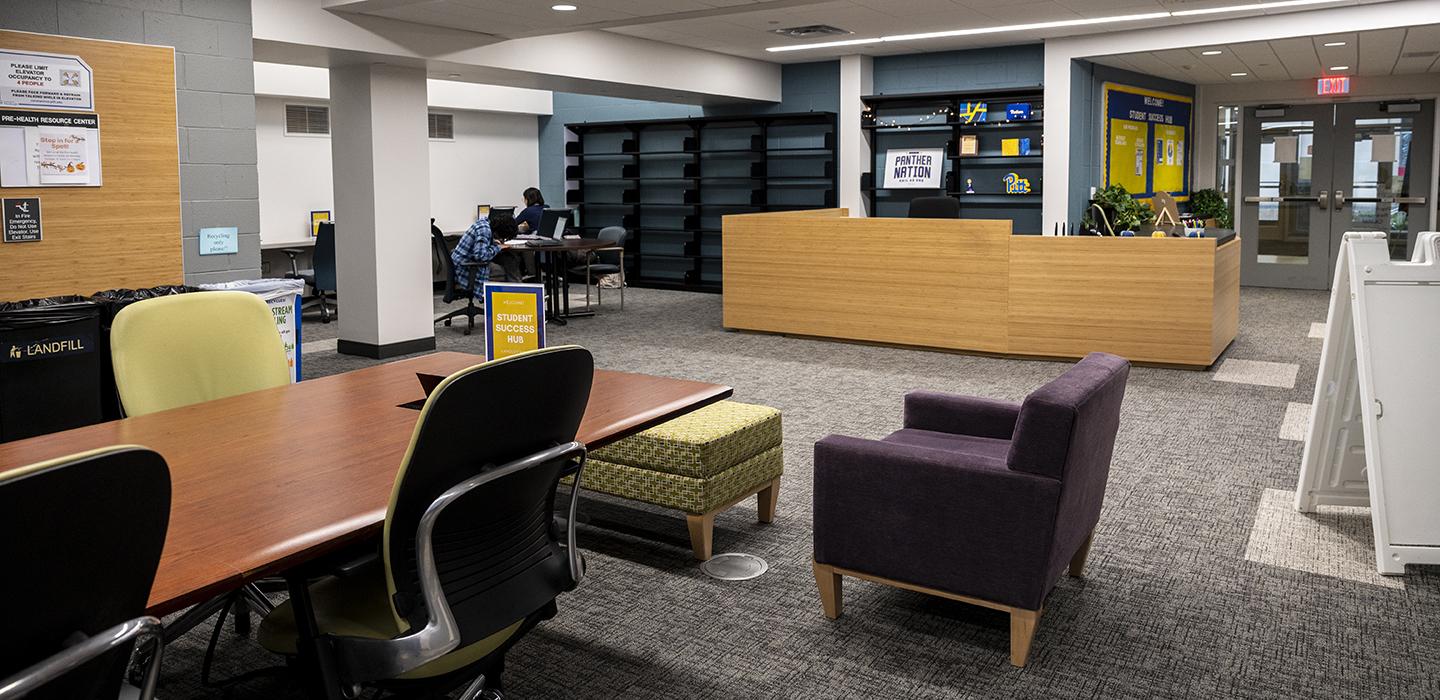 a modern looking space with plenty of seating