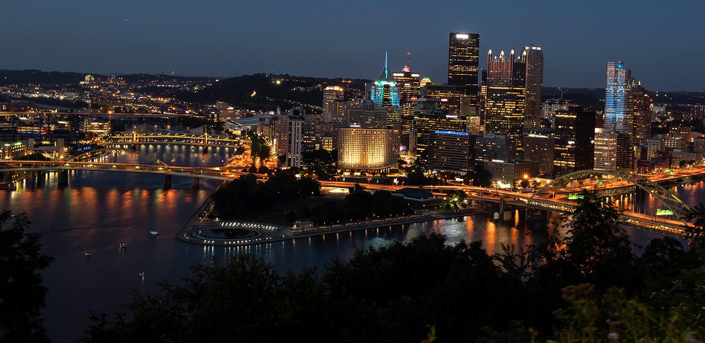 The Pittsburgh skyline at night