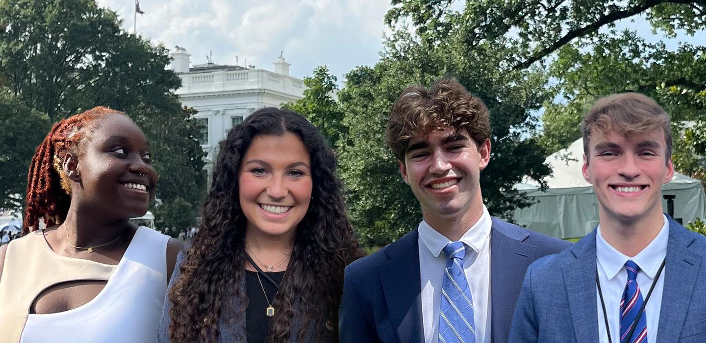 A composite image of four students