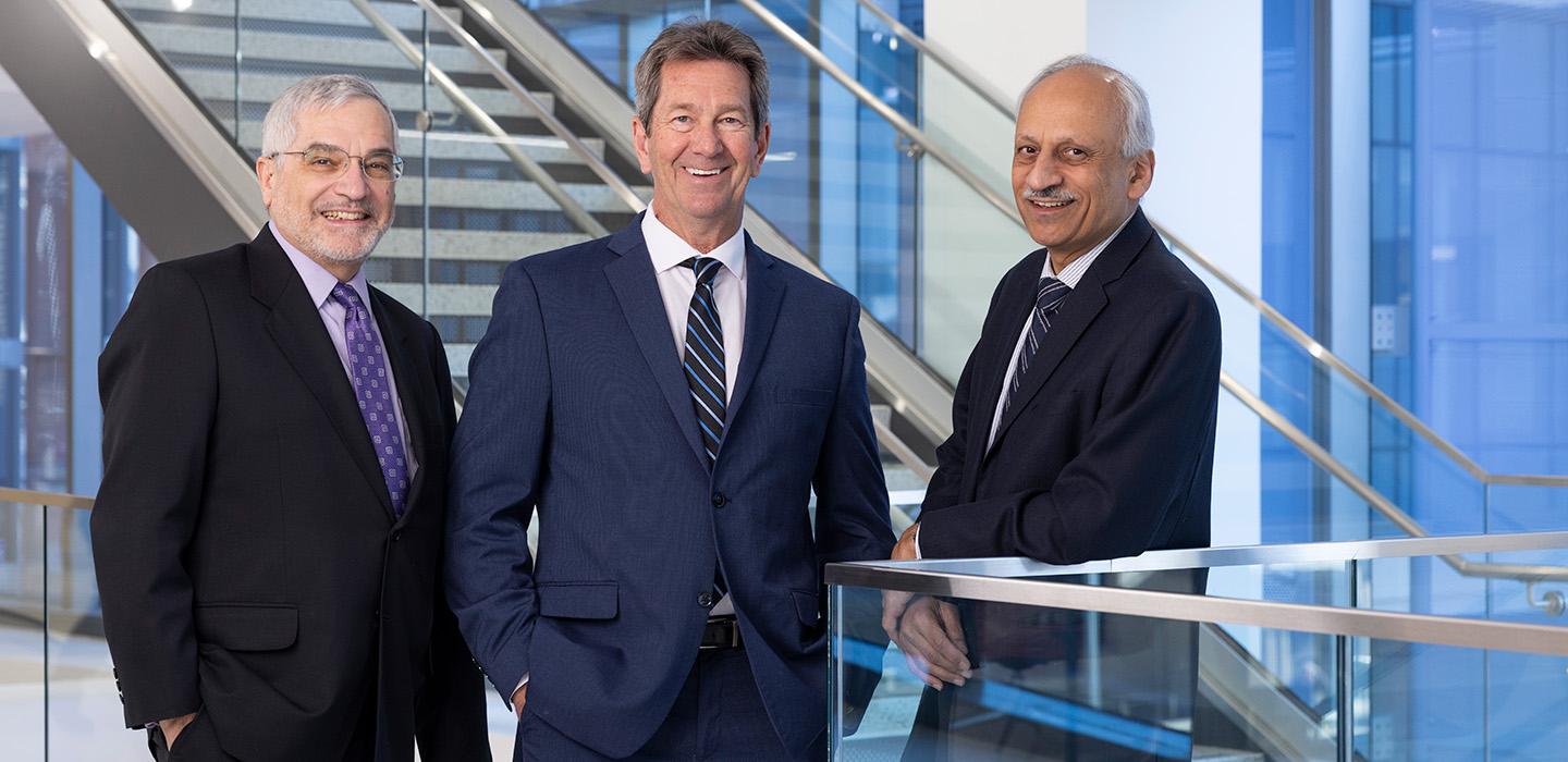 Delitto, Schneider and Shekhar in suits
