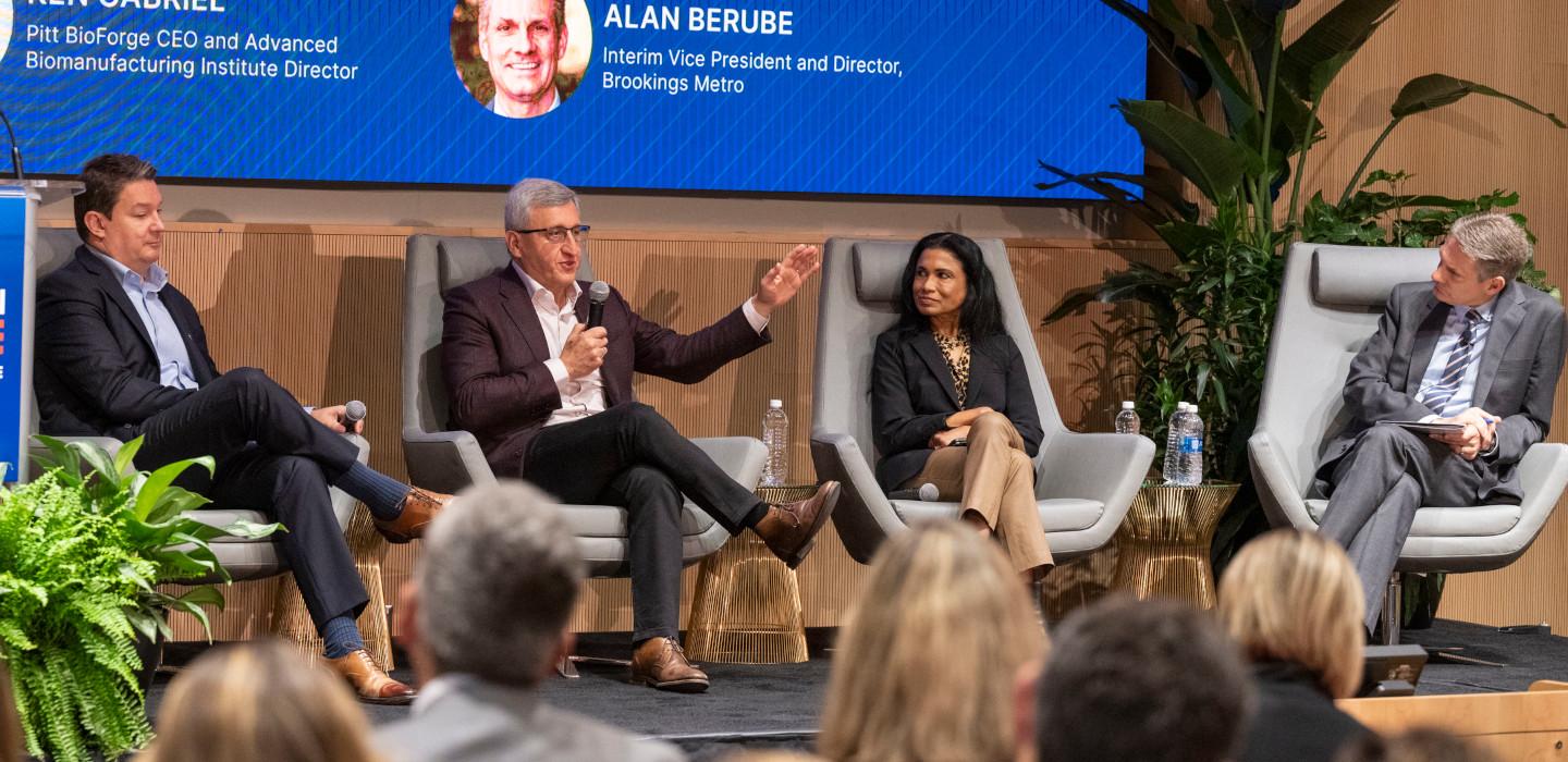 Pitt BioForge CEO Ken Gabriel participates in a four-person panel