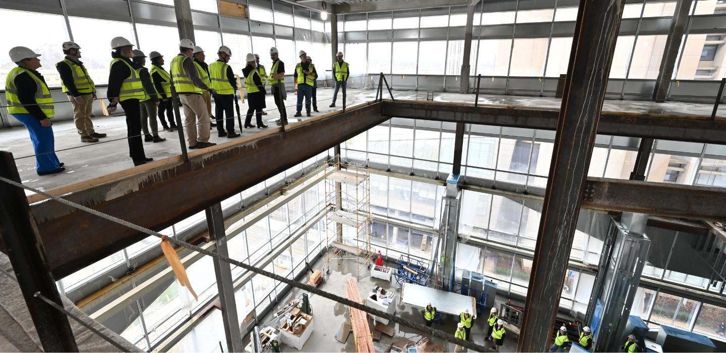 Campus Recreation and Wellness Center construction update tour with facilities and Business and Operations, April 2, 2024