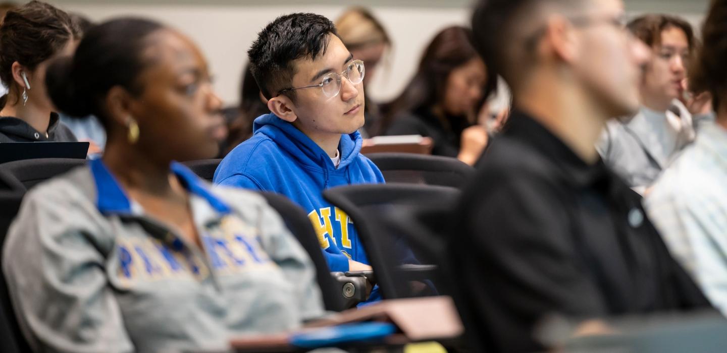 School of Pharmacy students attend a lecture in the Salk Pavilion.