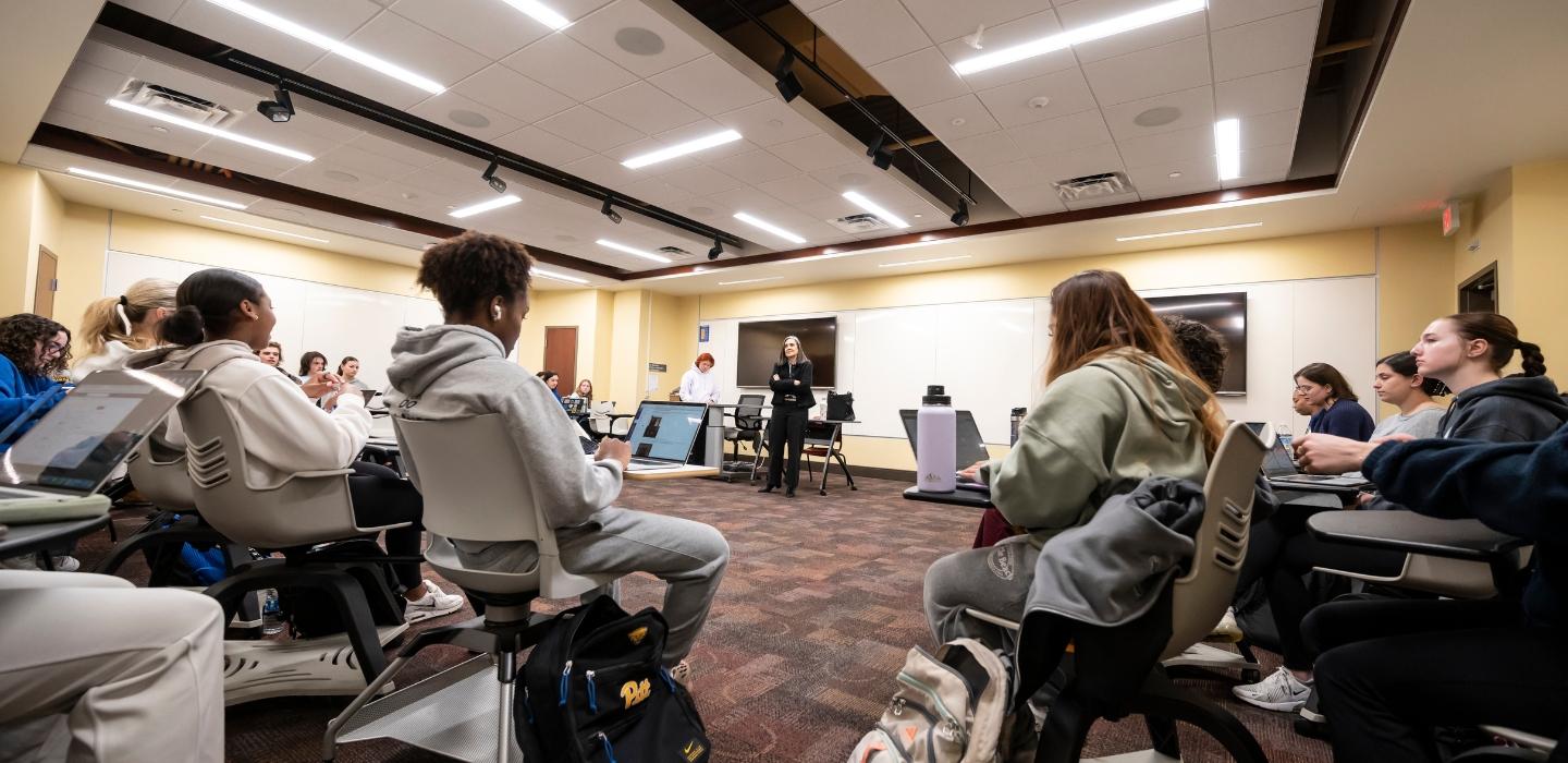 Students attend a lecture.