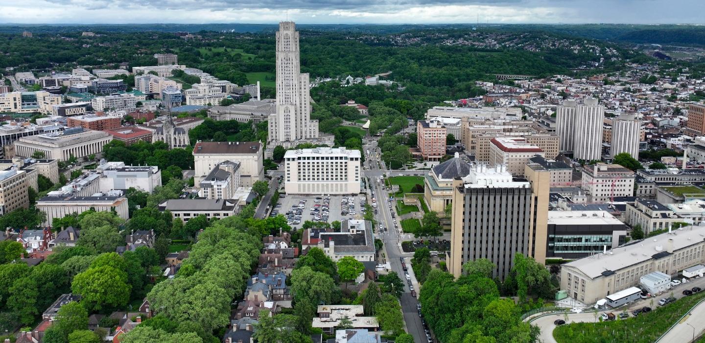Aerial image of Pitt's campus.