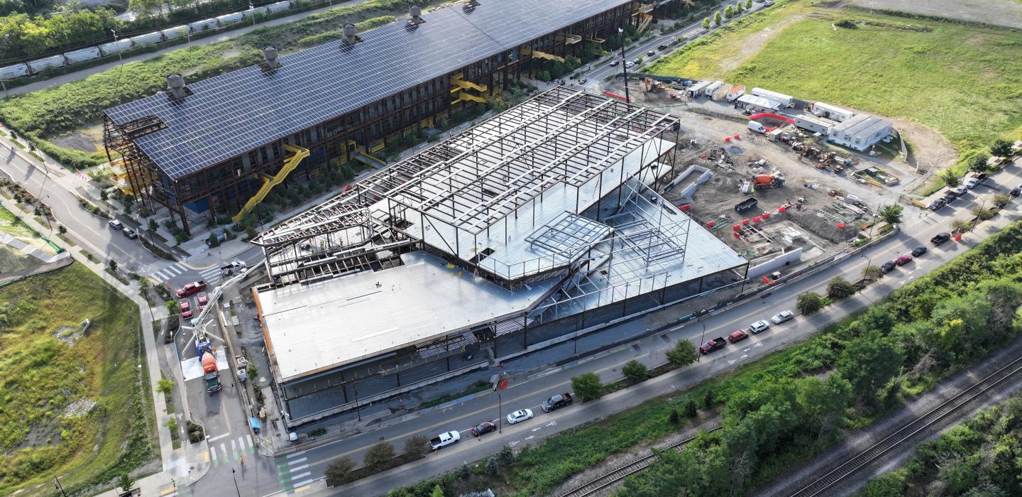 Aerial image of the BioForge construction site