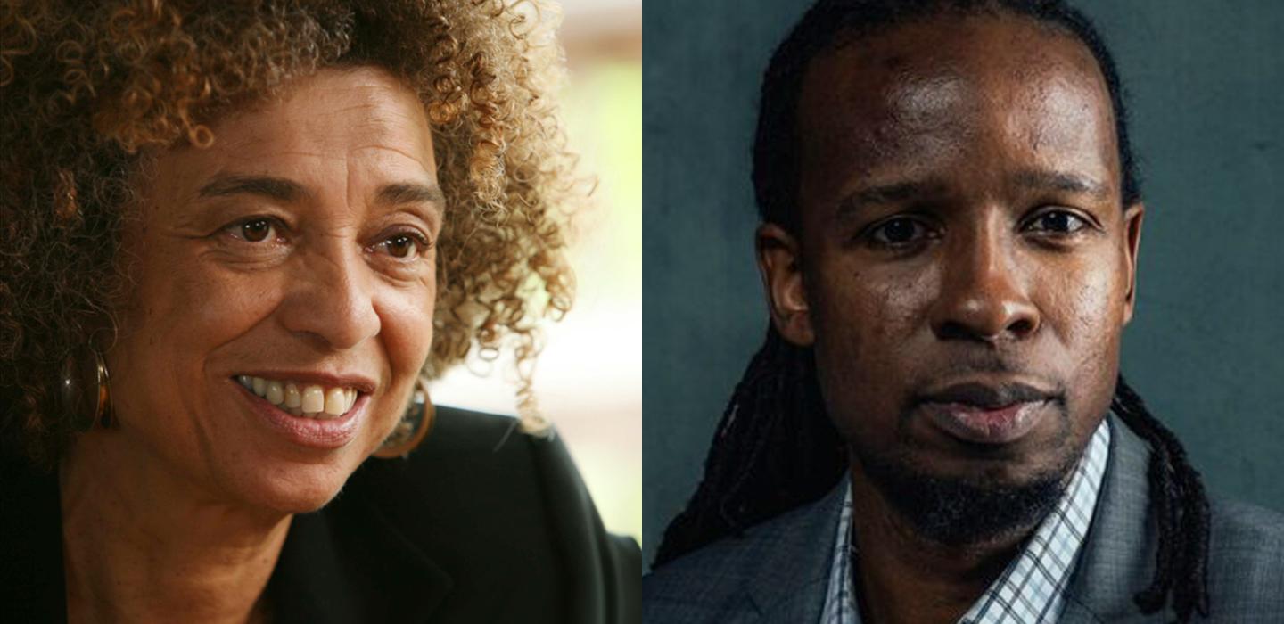 Angela Davis and Ibram X. Kendi in a stitched photo