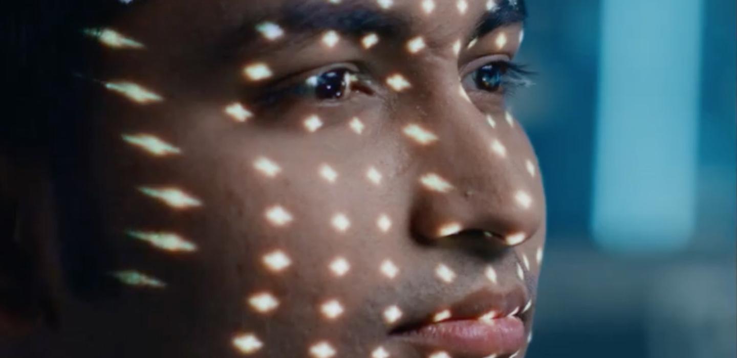 Closeup of a man undergoing an eye test