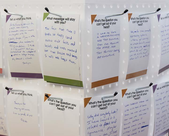 Tree of Life exhibit messages posted on wall