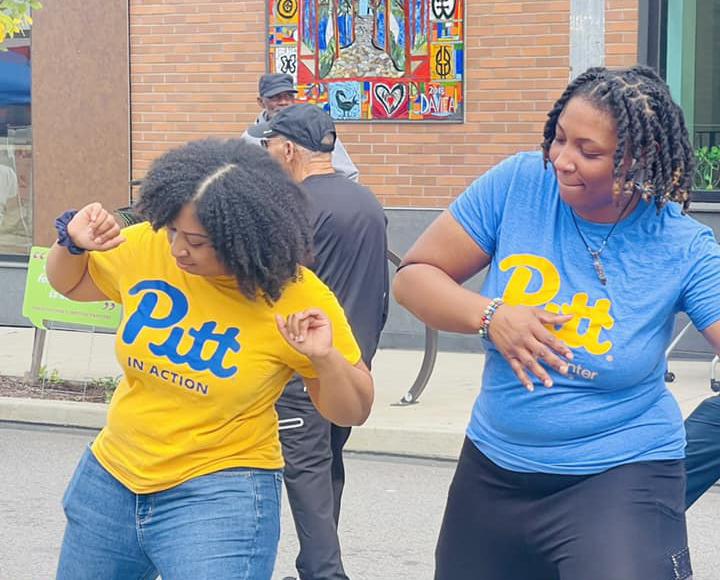 dancing at the block party