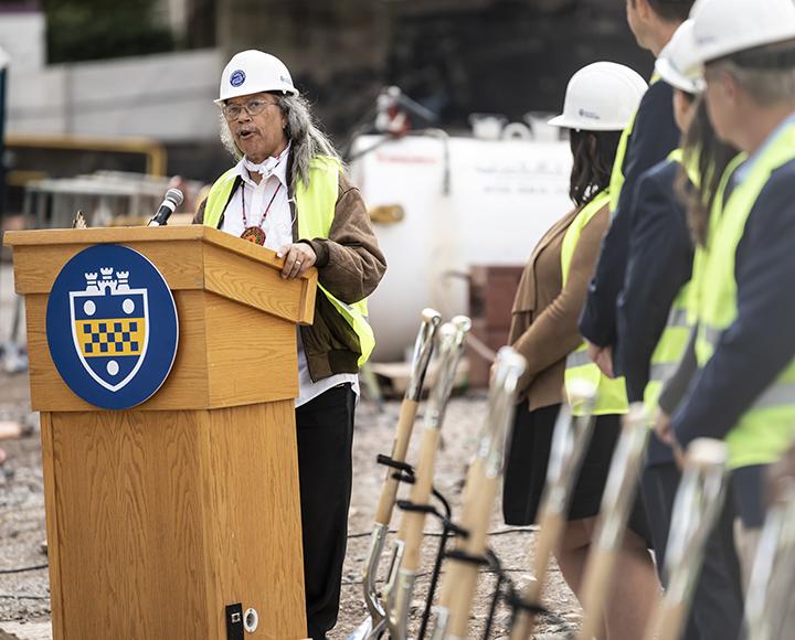 a person at a podium