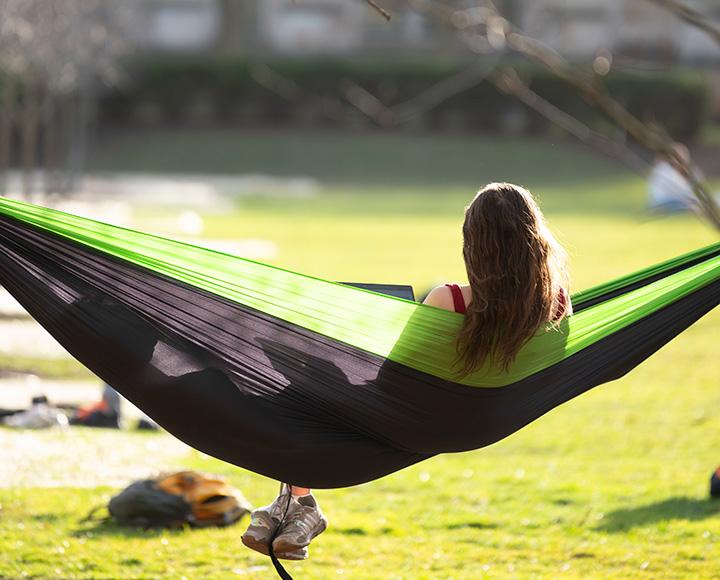 A person in a hammock