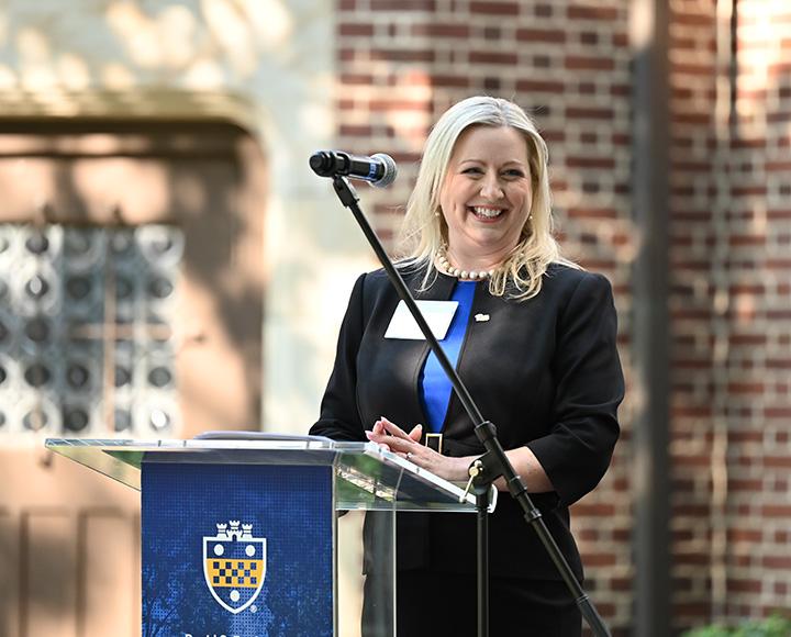 Dean Foote at a podium