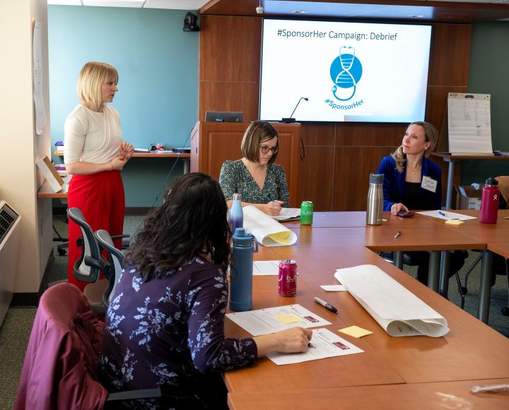 Treble-Barna addresses MLS participants during the program's December retreat.