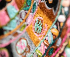 A colorful woven tapestry