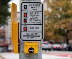 A button at a crosswalk