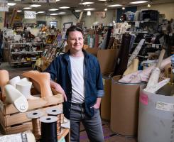 Andrews inside the Pittsburgh Center for Creative Reuse