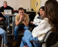 Students in Jennifer Hirsch’s Social Psychology of Reality TV course deliberate.