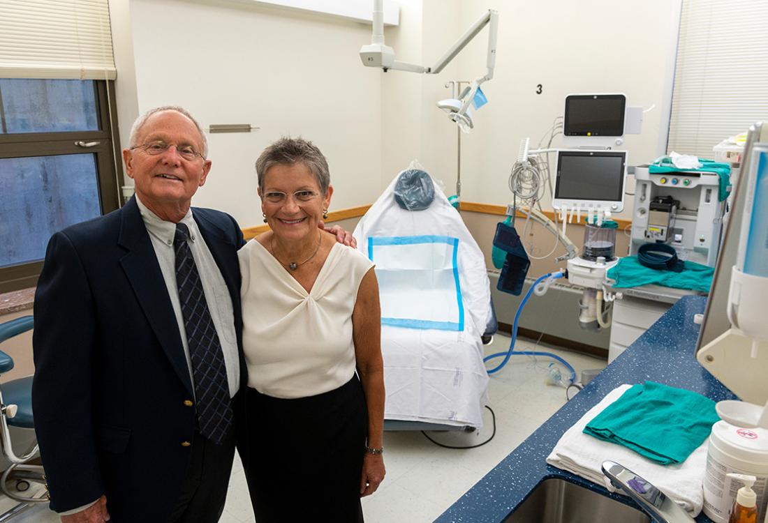 The Weitzels in a dental examination room