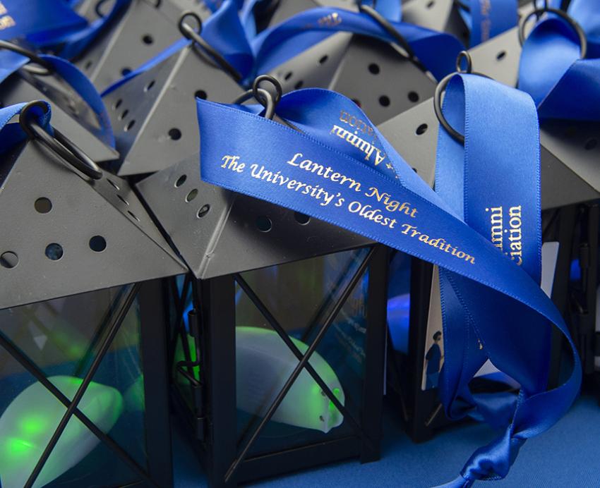 Lanterns with Pitt ribbons
