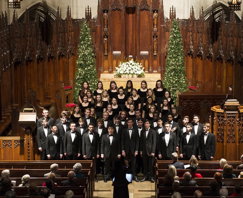 Choir performing in Heinz Chapel 