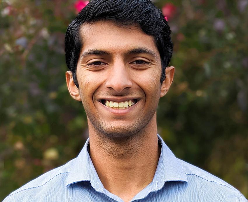 Joseph Kannarkat wearing blue shirt outdoors
