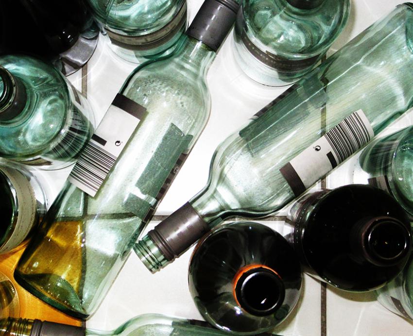 Several empty bottles grouped together