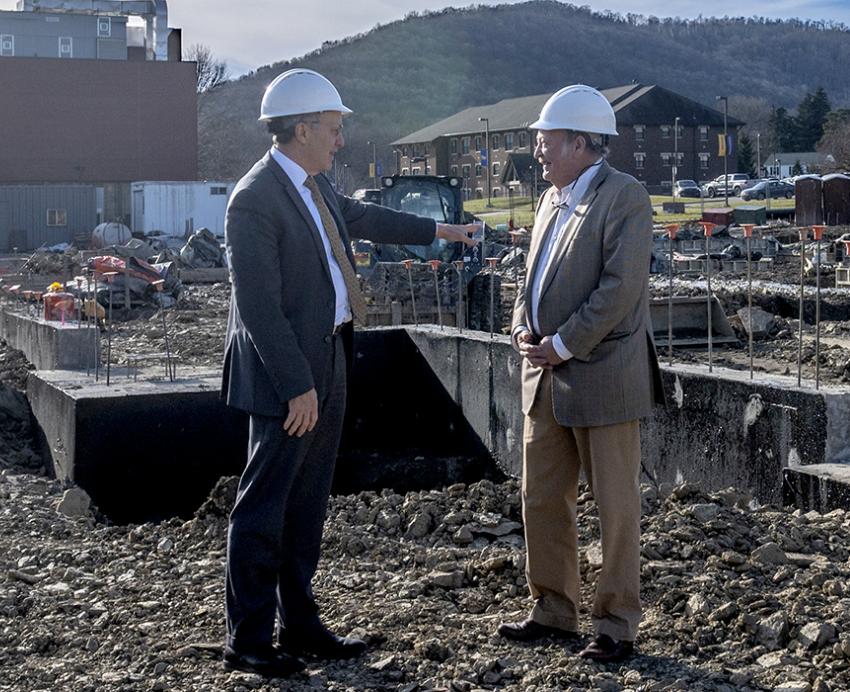 Rick Esch and George B. Duke at construction site