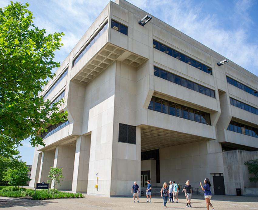 Posvar Hall exterior during sunny day