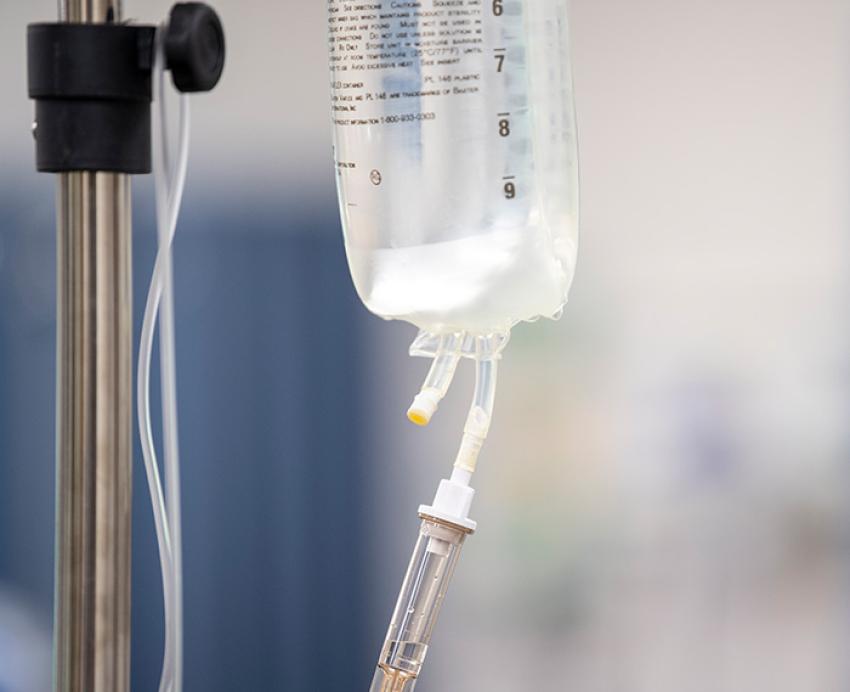 an IV bag on a pole