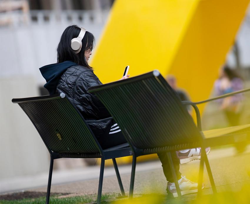 a student on their mobile phone