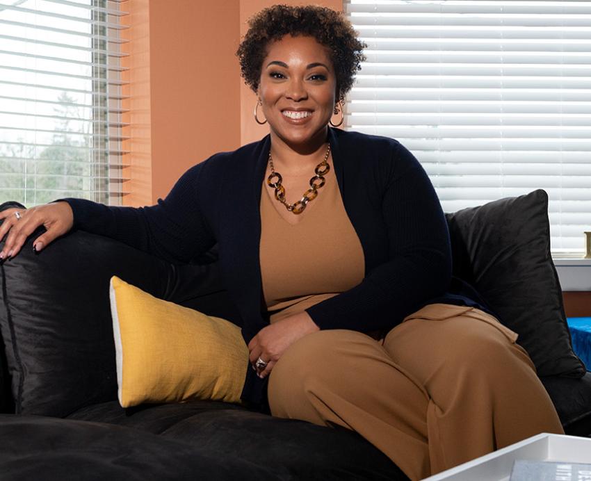 a woman on a couch
