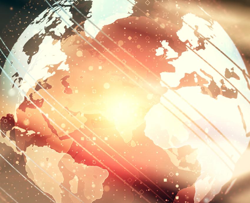 a golden illustration of a globe
