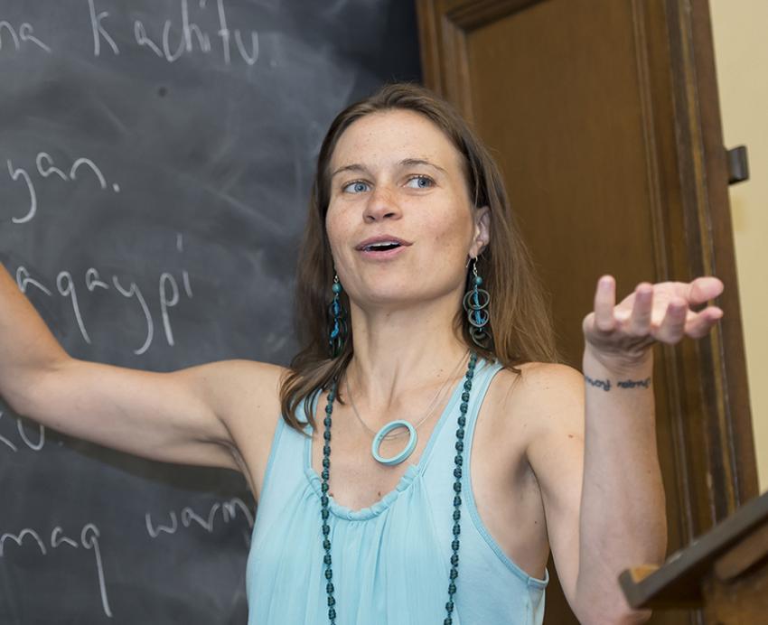 an instructor at a blackboard