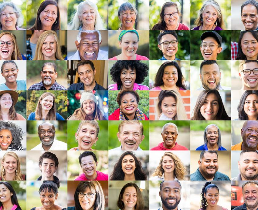 a photo collage of many smiling faces