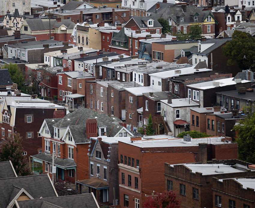 rows of houses and rooftops